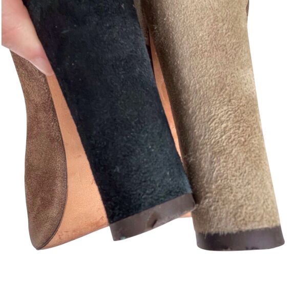 Aquazzura Suede Leather Booties Size 40 US 10 Brown Colorblock Heel Italy EUC - Picture 15 of 16